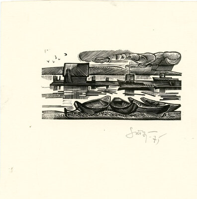 Туров Степан Фёдорович. Лот из 12 иллюстраций и заставок к роману А. Чмыхало «Дикая кровь» с приложением каталога выставки (1983)